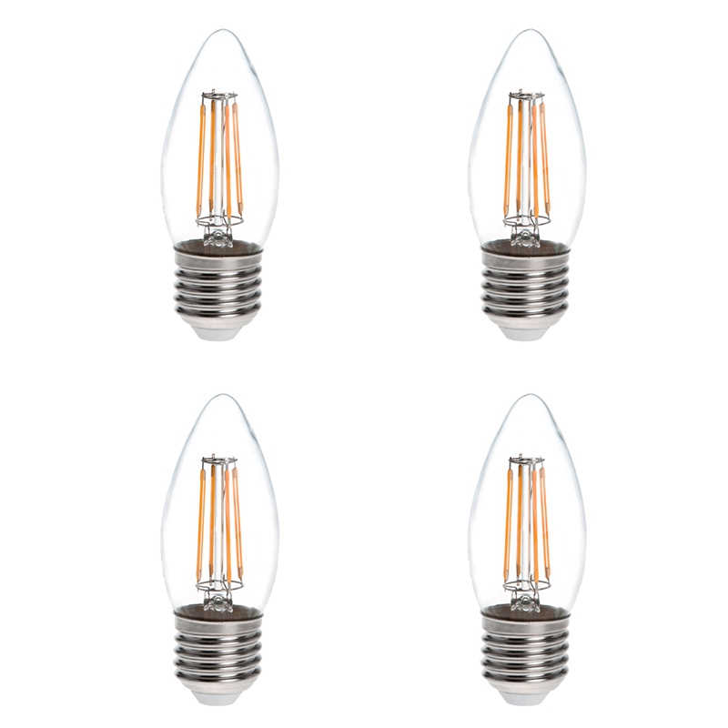 B11 E26/E27 4W LED Vintage Antique Filament Light Bulb, 40W Equivalent, 4-Pack, AC100-130V or 220-240V